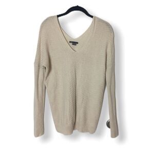 Vince Cream Double V-Neck Chevron Knit Wool Cashmere Sweater Women’s XS